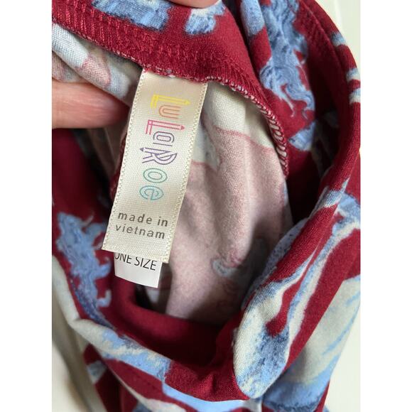 LuLaRoe Womens Leggings OS Actual UNICORN Print Patterned Burgundy Wine Blue NEW - Picture 5 of 7